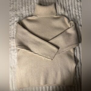 Cream Ribbed Knit H&M oversized turtleneck sweater